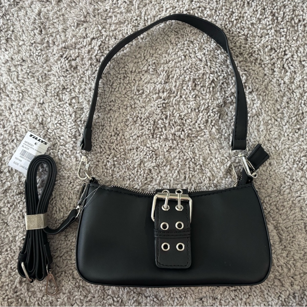 Tilly's Black Shoulder Bag with Silver Accents